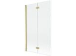 Mexen Mist Paravento Da Bagno A 2 Ante Sinistro 110 X 150 Cm, Trasparente, Oro Spazzolato - 8A9-110-002-55-00-L