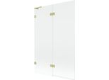 Mexen Lunar L Paratia Per Vasca Da Bagno A 2 Ante Sinistra 120 X 150 Cm, Trasparente, Oro Satinato - 897L-120-100-55-00-L
