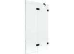 Mexen Lunar Paratia Per Vasca Da Bagno A 2 Ante Destra 100 X 150 Cm, Trasparente, Nero - 897-100-100-70-00-P