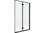 Mexen Mist Paravento Da Bagno A 2 Ante Destro 110 X 150 Cm, Cornice Nera, Nero - 8A9-110-002-70-70-P