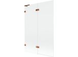 Mexen Lunar L Paratia Per Vasca Da Bagno A 2 Ante Sinistra 120 X 150 Cm, Trasparente, Oro Rosa - 897L-120-100-60-00-L