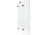 Mexen Lunar Paravento Da Vasca A 2 Ante Sinistro 80 X 150 Cm, Trasparente, Oro Rosa - 897-080-100-60-00-L