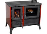 Kaminofen mit Backfach und Herdplatte 4013 Rot Holzofen 8 kW Holz Ofen Mehrfachbelegung Kamin Heizofen Küchenherd
