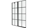 Mexen Mist Paratia Per Vasca Da Bagno 2-Anta Sinistra 120 X 150 Cm, Griglia Nera, Nero - 8A9-120-011-70-77-L