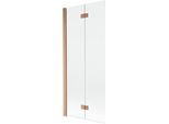 Mexen Mist Paratia Per Vasca A 2 Ante Sinistra 80 X 150 Cm, Trasparente, Rame Spazzolato - 8A9-080-002-65-00-L