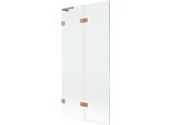 Mexen Lunar L Paravento Per Vasca Da Bagno A 2 Ante Sinistro 90 X 150 Cm, Trasparente, Rame Spazzolato - 897L-090-100-65-00-L