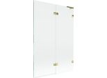Mexen Lunar L Divisorio Per Vasca A 2 Ante Destro 120 X 150 Cm, Trasparente, Dorato - 897L-120-100-50-00-P