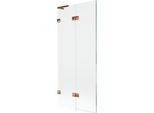 Mexen Lunar L Paratia Per Vasca Da Bagno A 2 Ante Sinistra 80 X 150 Cm, Trasparente, Oro Rosa - 897L-080-100-60-00-L