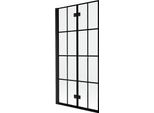 Mexen Mist Parete Doccia 2-Ante Sinistra 90 X 150 Cm, Griglia Nera, Nero - 8A9-090-002-70-77-L