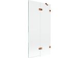 Mexen Lunar Paravento Doccia A 2 Ante Destra 90 X 150 Cm, Trasparente, Oro Rosa - 897-090-100-60-00-P