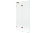 Mexen Lunar L Paratia Per Vasca Da Bagno A 2 Ante Sinistra 100 X 150 Cm, Trasparente, Rame Spazzolato - 897L-100-100-65-00-L