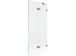 Mexen Lunar Paratia Da Vasca A 2 Ante Destra 80 X 150 Cm, Trasparente, Rame Spazzolato - 897-080-100-65-00-P