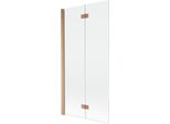Mexen Mist Paravento Per Vasca Da Bagno 2 Ante Sinistre 90 X 150 Cm, Trasparente, Rame Spazzolato - 8A9-090-002-65-00-L
