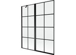 Mexen Mist Schermo Doccia A 2 Ante Sinistra 140 X 150 Cm, Griglia Nera, Nero - 8A9-140-011-70-77-L