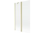 Mexen Mist Paravento Per Vasca Da Bagno A 2 Ante 110 X 150 Cm, Trasparente, Oro Spazzolato - 8A9-110-011-55-00