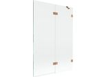 Mexen Lunar Paratia Da Vasca 2 Ante Destra 120 X 150 Cm, Trasparente, Rame Spazzolato - 897-120-100-65-00-P