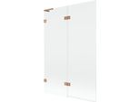 Mexen Lunar L Paratia Per Vasca Da Bagno A 2 Ante Sinistra 120 X 150 Cm, Trasparente, Rame Spazzolato - 897L-120-100-65-00-L