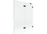 Mexen Lunar Paravento Da Vasca A 2 Ante Destro 130 X 150 Cm, Trasparente, Nero - 897-130-100-70-00-P