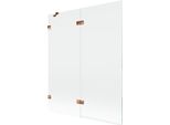 Mexen Lunar Paravento Per Vasca Da Bagno A 2 Ante Sinistro 140 X 150 Cm, Trasparente, Oro Rosa - 897-140-100-60-00-L