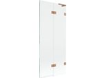 Mexen Lunar L Paratia Per Vasca Da Bagno A 2 Ante Destra 80 X 150 Cm, Trasparente, Rame Spazzolato - 897L-080-100-65-00-P