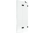 Mexen Lunar Paratia Per Vasca Da Bagno A 2 Ante, Destra, 80 X 150 Cm, Trasparente, Nero - 897-080-100-70-00-P
