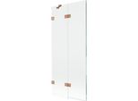 Mexen Lunar Paratia Da Bagno 2-Ante Sinistra 80 X 150 Cm, Trasparente, Rame Spazzolato - 897-080-100-65-00-L