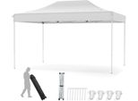 Costway 3X4,5M Gazebo Pieghevole, Gazebo Pop Up Regolabile In Altezza Con Borsa A Rotelle, 4 Corde, 8 Picchetti, Gazebo Da Giardino Per Feste, Beige
