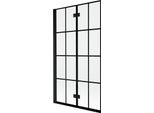 Mexen Mist Paratia Per Vasca Da Bagno A 2 Ante Sinistra 100 X 150 Cm, Griglia Nera, Nero - 8A9-100-002-70-77-L