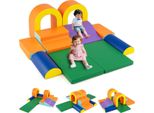 Costway 10 Pezzi Di Blocchi Da Costruzione In Schiuma, Blocchi Da Costruzione Morbidi, Arrampicata E Scivolamento, Blocchi Da Costruzione Giganti In Schiuma, Blocchi Da Costruzione Grandi Xxl Per Bambini Da 1+, Arancione