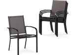 Costway Set Di 4 Sedie Da Giardino Impilabili, Sedie Impilabili Con Braccioli, Sedie Da Patio Fino A 150 Kg, Sedie Da Balcone 57,5X61X89 Cm, Grigio