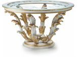 Casa Padrino Tavolo Da Pranzo Barocco Con Piano In Vetro Bianco/Oro Ø 140 Cm - Italy
