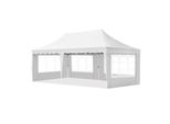 Tenda Per Feste - Pieghevole - Con Pareti Laterali - Bianco - 300X600Cm - Facile Da Montare - Padiglione - Impermeabile Alle Intemperie - Altezza Regolabile