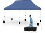 Costway 3X6M Gazebo, Gazebo Pieghevole Per Feste Idrorepellente, Stabile, Protezione Uv 50+, Regolabile In Altezza, Gazebo Da Giardino Con Borsa Di Trasporto Blu