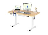 Scrivania Flexispot Regolabile In Altezza 120X60Cm Elettrica, 4 Funzioni Di Memoria, Protezione Anticollisione, Portata 70Kg, Ganci, Gestione Cavi (Acero)