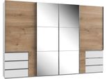 Armadio Ad Ante Scorrevoli Level 350X65X236Cm Armadio Rovere Bianco Apertura Sincronizzata (17947)