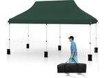 Costway 3X6M Gazebo, Gazebo Pieghevole Per Feste Idrorepellente, Stabile, Protezione Uv 50+, Regolabile In Altezza, Gazebo Da Giardino Con Borsa Di Trasporto Verde