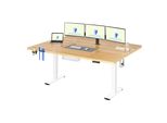 Scrivania Flexispot Regolabile In Altezza 200X80Cm Elettrica, 4 Funzioni Di Memoria, Protezione Anticollisione, Portata 70Kg, Ganci, Gestione Cavi (Acero)