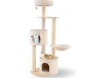 Costway 152Cm Tiragraffi Grande, Albero Per Gatti Con 2 Grotte Per Gatti, Cesto, Tiragraffi In Sisal, Palla Da Gioco E Piattaforma, Tiragraffi Per Gatti, Albero Da Arrampicata In Legno Natura