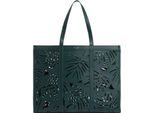 Ted Baker Pelle Borsa A Tracolla Leiian Leaf Detail Laser Cut Tote Bag Green Verde Scuro