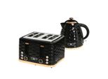 Wasserkocher Toaster Set mit 1,7L Wasserkocher und 4 Scheiben Toaster Frühstücks-Set Schwarz