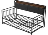 Vevor Struttura Letto A Due Piazze, Divano Letto A Due Piazze Con Letto Estraibile, Struttura Letto A Piattaforma Con Stazione Di Ricarica E Supporto A Doghe In Metallo Per Soggiorno, Camera Da Letto, Camera Degli Ospiti, Nero