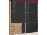 Armadio Level Ad Ante Scorrevoli A 2 Ante 200X65X216Cm In Legno Rovere Vetro Grigio