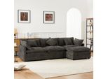 Divano Angolare Merax Con Funzione Letto, Divano A L A 3 Posti Con Poggiapiedi, Cuscini, Divano Da Salotto, Set Di Divani, Divano, Divano, Ciniglia, Grigio Scuro