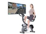 Cyclette Pieghevole Con App - Cyclette Pieghevole 4 In 1 Con 10 Livelli Di Resistenza Magnetica Regolabile E Cavo Di Tensione - Display Lcd - Grigio