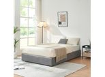 Letto Imbottito 'Nola' Con Rete 140 X 200 Cm Grigio Lino