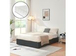 Letto Imbottito 'Nola' Con Materasso E Rete 140 X 200 Cm In Ecopelle Nera
