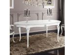 Casa Padrino Tavolo Da Pranzo Barocco Bianco / Argento 200-280 Cm - Italy