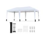 Gazebo Costway 3X6M, Gazebo Pop Up Pieghevole Impermeabile Con Borsa Per Il Trasporto, Ruote E 6 Sacchi Di Sabbia, Gazebo Per Feste Uv 50+, Gazebo Da Giardino Regolabile In Altezza Bianco