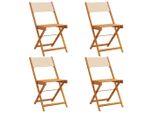 Syfax™ Sedie Da Giardino Pieghevoli 4Pz Beige Tessuto E Legno Massello