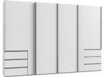 Armadio A Filo Con Ante Scorrevoli 350X65X236Cm Bianco Con Cassetti (18786)